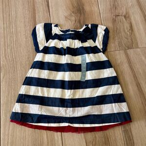 BabyGap Girls Navy & White Striped Dress w/ Red Bow 18-24 Months